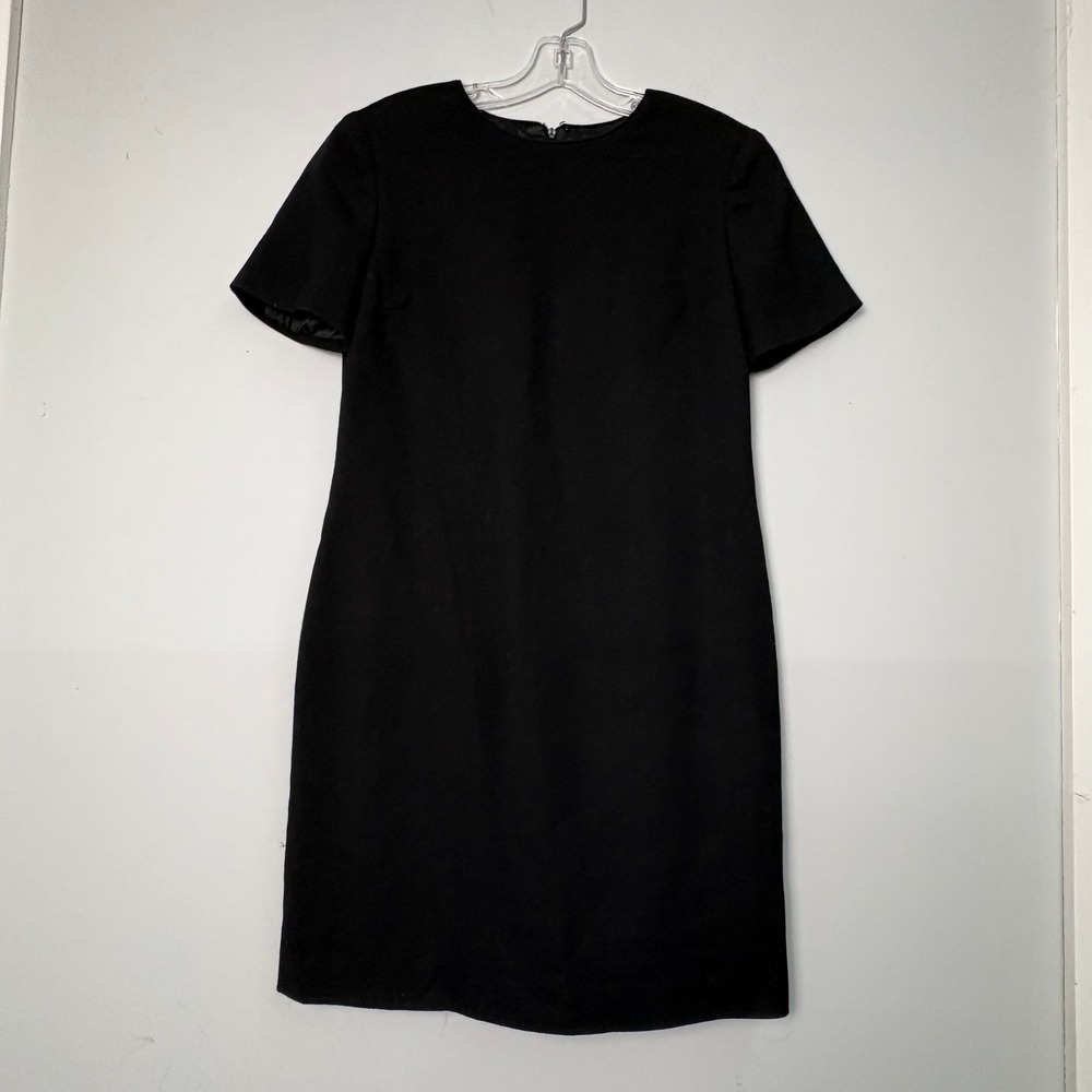 Talbots Petites Black‎ 100% Wool Short Sleeve Sheath Dress Size 6 Made in USA